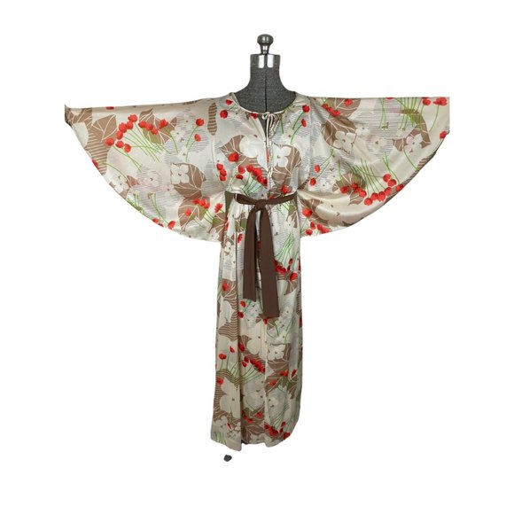 Floral Satin Kimono Robe and Nightgown Set - Picture 5 of 10